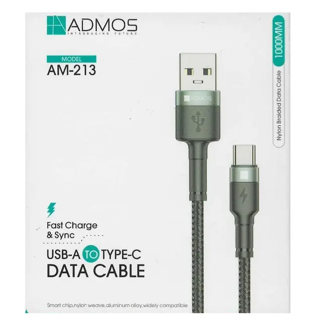USB-A TO TYPE-C DATA CABLE-NYLON BRAIDED 1M-ADMOS AM-213