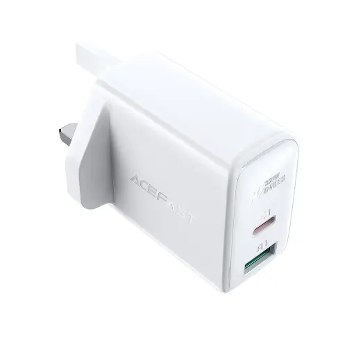 DUAL PORT FAST CHARGING ADAPTER 32W 1USB-A 1USB-C - WHITE - ACEFAST A8