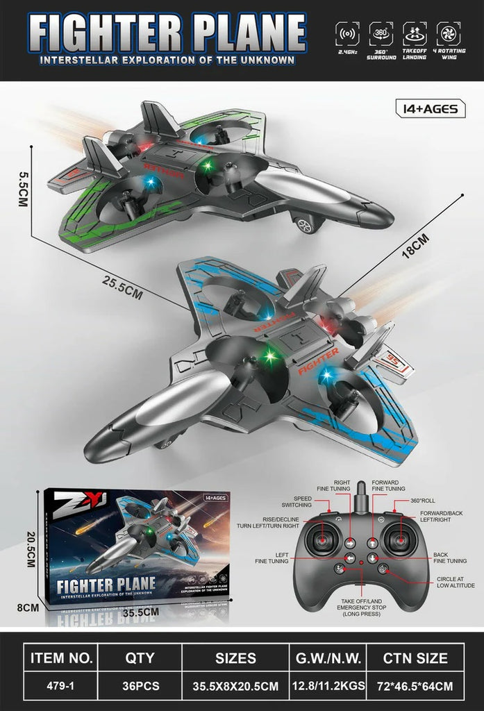 New Remote Control Foam Aircraft Remote Control Four Axle Fighter Wrestle Resistant Aerial Stunt Children Model Airplane Gift