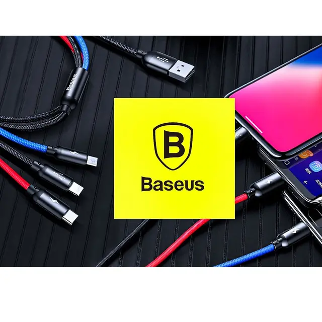 كابل USB 3 في 1 لأجهزة iPhone، من النوع C، ومايكرو، بطول 1.2 متر - BASEUS