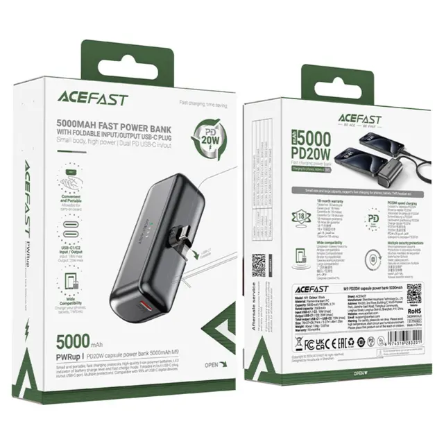 FAST CHARGE POCKET POWER BANK TYPE-C PD20W 5000MAH - ACEFAST M9