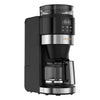 Coffee maker with grind size and brew strength control.