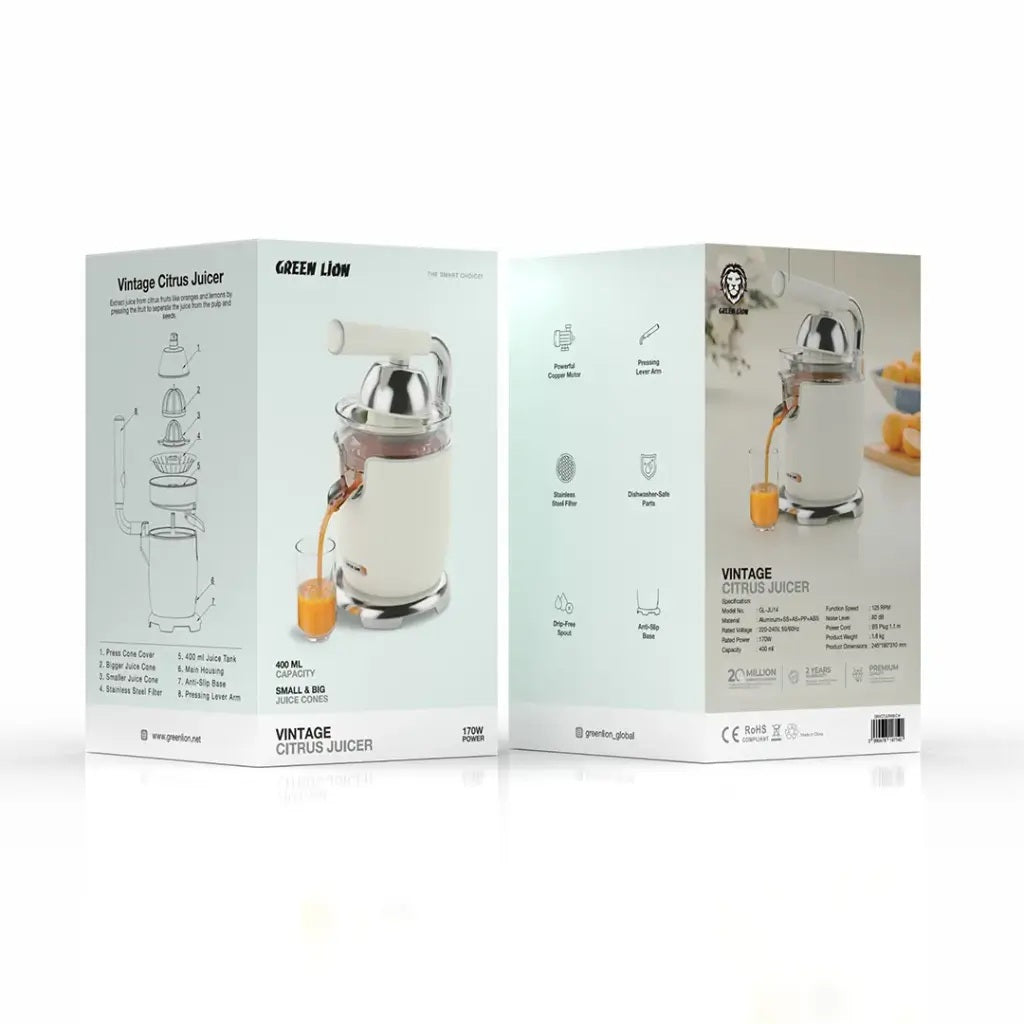 Green Lion Vintage Citrus 400mL Juicer - Cream - 7140