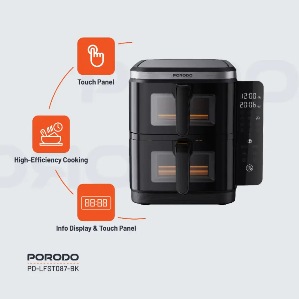 Double Stack Air Fryer with 12 Presets - Porodo 8499