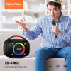 Portable 100W speaker TB-5 in outdoor setting with colorful LED lights.