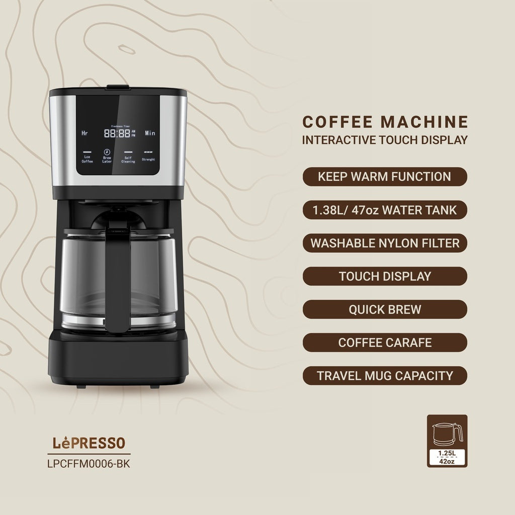 Top View of Coffee Machine Showing Water Tank and Washable Nylon Filter