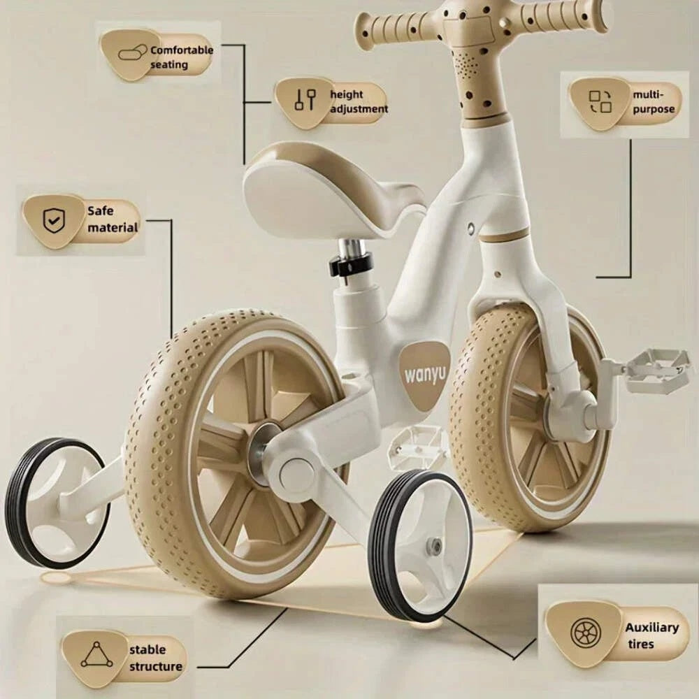 NNEOBA Kids Balance Trike with Training Wheels (2-in-1)