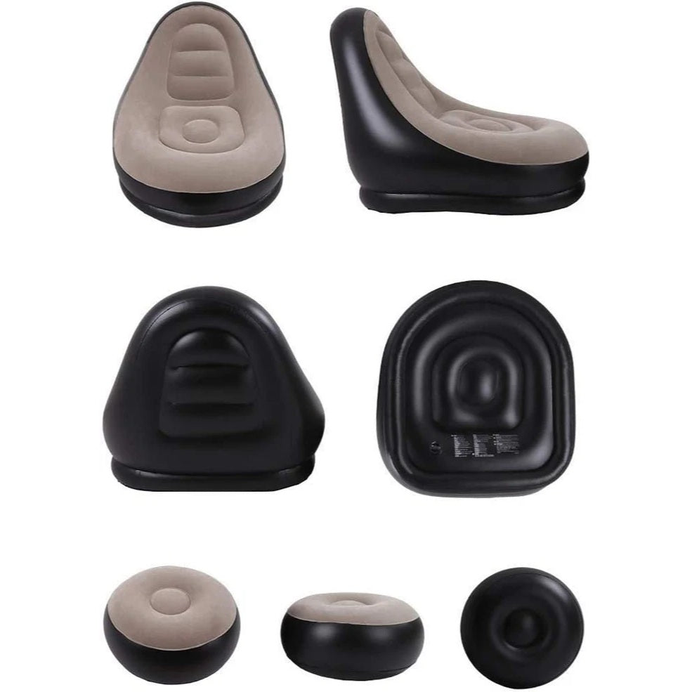 Generic Portable Inflatable Sofa With Footrest - Beige And Black