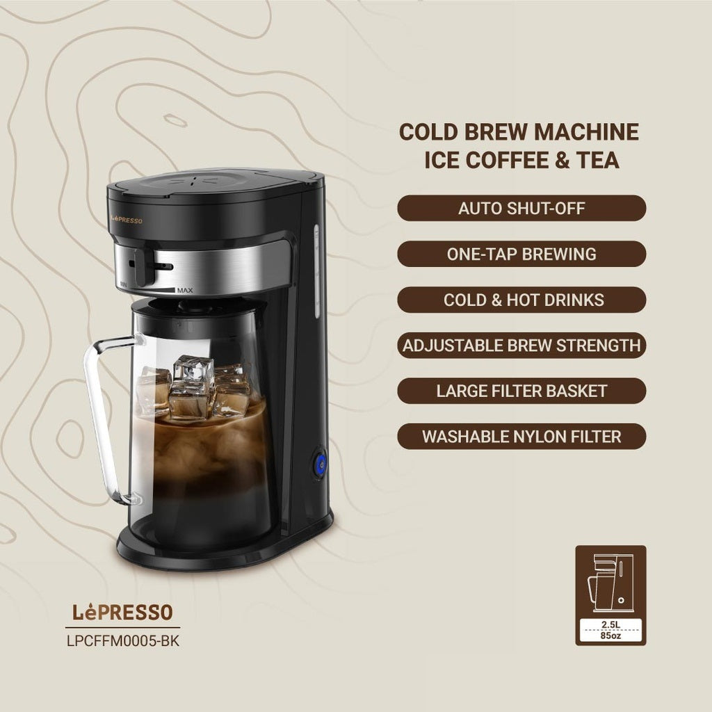 LePresso Cold Brew Machine Ice Coffee & Tea - Black -LP005